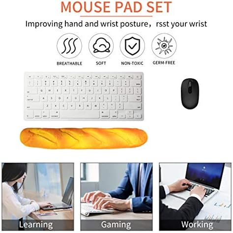 Soft Toast Bread Baguette Shape Anti-Skid Keyboard Wrist Rest Support for Office,Computer,Laptop& Mac,Slow Bounces Back Foam for Easy Typing & Pain Relief