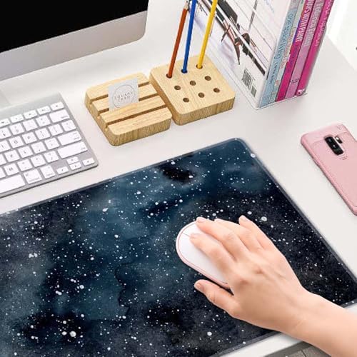 Dark Starry Deep Space Gaming Mouse Pad XL Extended Large Desk Mat Big Mousepad Non-Slip Rubber Base Stitched Edge Long Desk Pad for Desktop PC Computer Gamer,31.5×11.8 Inch