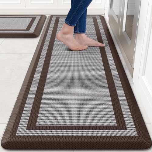 2PCS Kitchen Rugs Cushioned Anti-Fatigue Kitchen Mats Comfort Standing Mat
