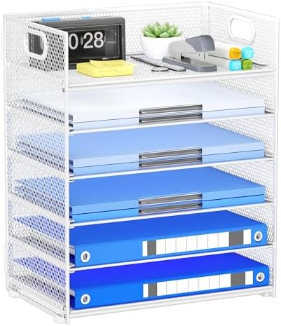 Paper Organizer for Desk with Handle, 6-Tier