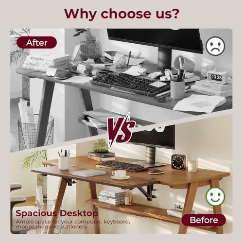 Desk Extender Tray, 36"×12" Clamp-On Arm Rest Shelf