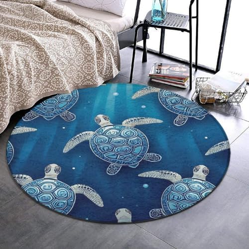 Circular Rugs Large Modern Round Area Rug Fashion Decor Mat for Home Office Tribal Sea Turtles