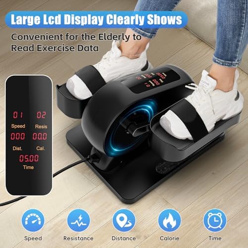FUNMILY Under Desk Elliptical, Ellipse Leg Exerciser, Standing or Seated Mini Elliptical Machines, Portable Bike Pedal Exerciser for Seniors/Adults, Leg Workout Equipment for Home/Office