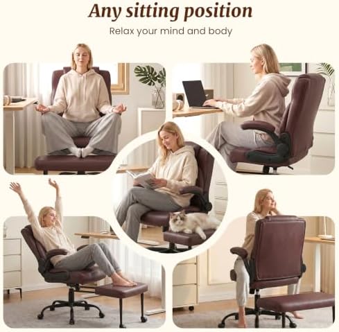 Wide Criss Cross Desk Chair with Swivel Footrest and Flip-Up Armrests