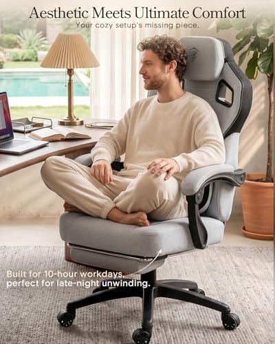 Dowinx Big and Tall Gaming Chair with Footrest, Gray