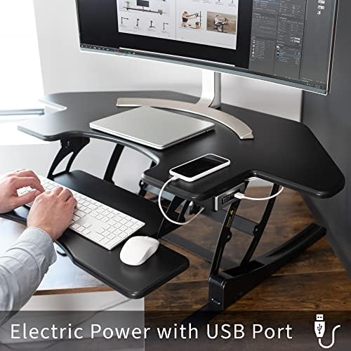 VIVO Black 43 in Electric Corner Desk Converter, DESK-V000VCE