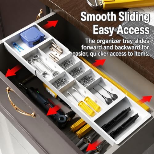 Large Expandable Drawer Organizer Tray, Adjustable Desk Drawer Organizer