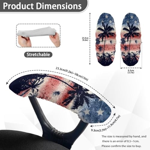 American Flag Print Office Chair Arm Rest Cover Set of 2 Coconut Tree Print Soft Elastic Gaming Chair Armrest Covers with Elastic Edge Home Decoration
