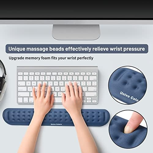 Univo Colors Navy Superfine Memory Foam Keyboard Wrist Rest Soft Gel Ergonomic Wrist Support Pad for Computer, Laptop, Office, Gaming, Typing