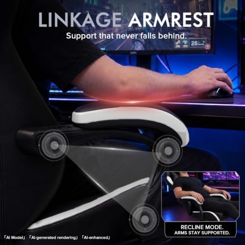 GTPLAYER Gaming Chair with Footrest Computer Gaming Chairs for Adults White