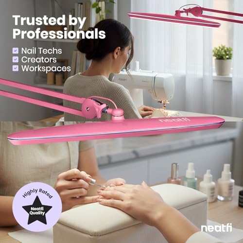 Neatfi LED Desk Lamp, 2200 Lumens, 24W, 23" Wide, Non-CCT (Pink)