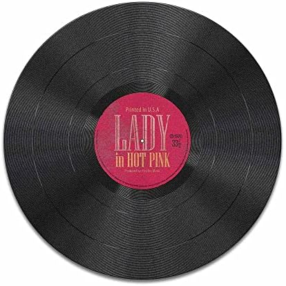 Non-Slip Round Mousepad, WIRESTER Vintage Vinyl Record Pink Mouse Pad for Home, Office and Gaming Desk