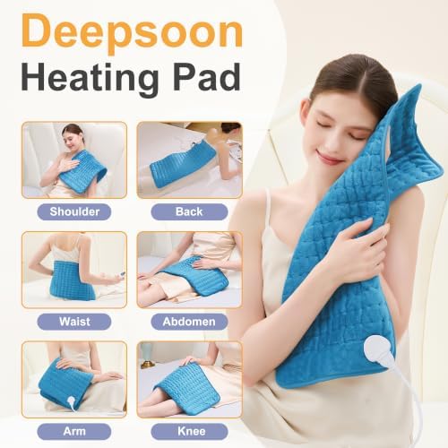 Heating Pad,Electric Heating Pads,Heating Pad for Back,Blue,24x12 Inch
