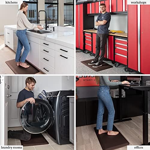 Zulay Home Large 20 x 32 Inch Anti Fatigue Floor Mat - 3/4 Inch Thick Cushioned Kitchen Mats for Standing - Comfortable Padded Floor Mats for Standing Work Desk - Memory Foam Kitchen Mat - Brown