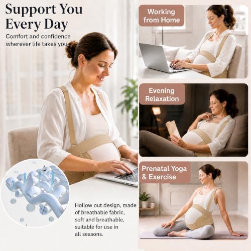 Pregnancy Belly Band, Pregnancy Support Belt, Beige, Large