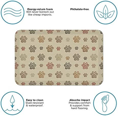 GelPro Designer Cushioned Anti-Fatigue Comfort Floor Mat, Padded Stain-Resistant, Waterproof, Non-Slip Comfort Padded Desk/Office Mat, 20 x 32, PAWZ Brown Lab