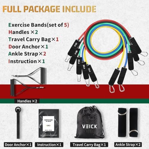 VEICK Resistance Bands with Handles, Exercise Tube Bands Set for Workouts