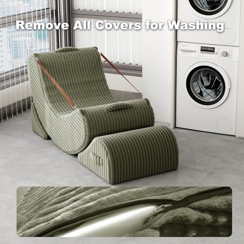 Quiet Rocking Chair, 3-in-1 Adjustable Boneless Floor Recliner for Adults
