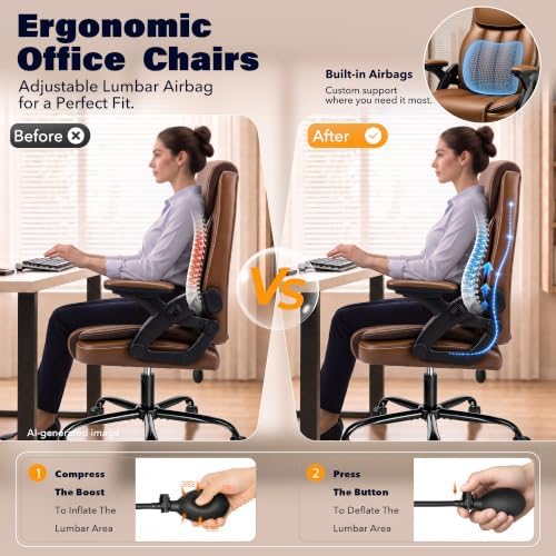 Ergonomic Office Chair Lumbar Support, Executive Computer Desk Chair Comfy