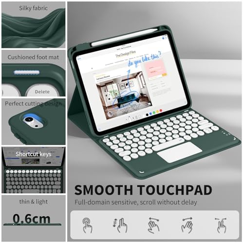 JKSML for iPad(A16) 11th/10th Generation Case with Keyboard, Round Key