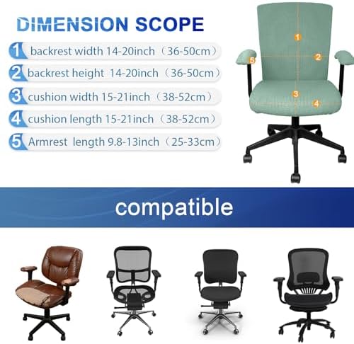 Tallew 4 Pcs Office Chair Covers Stretchable Armrest Seat,XL,Pea Green