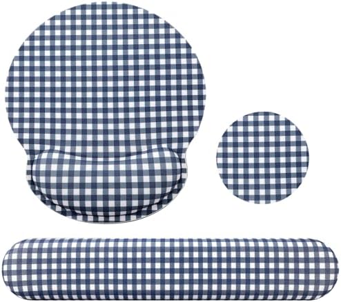 Tellegloww 3 Pcs Wrist Rest Set for Mouse Pad Keyboard, Navy Blue