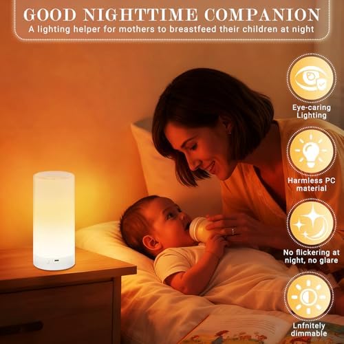 UNIFUN Night Light Touch Control RGB Rechargeable Bedside Lamp Dimmable