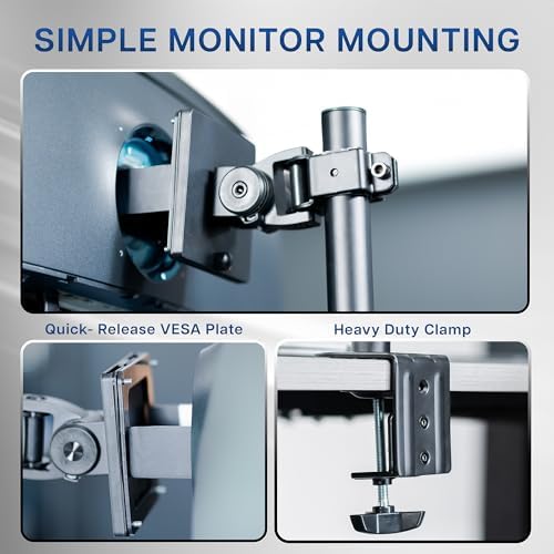 VIVO Single Ultra-Wide Monitor Desk Mount for up to 49 inch Ultrawide Screens, Extra Tall Heavy Duty Adjustable Stand Holds 44 lbs, Black, STAND-V100R