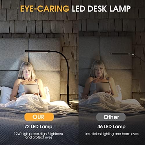 Voncerus LED Desk Lamp with Clamp, Clip on Lights for Home Office, Black