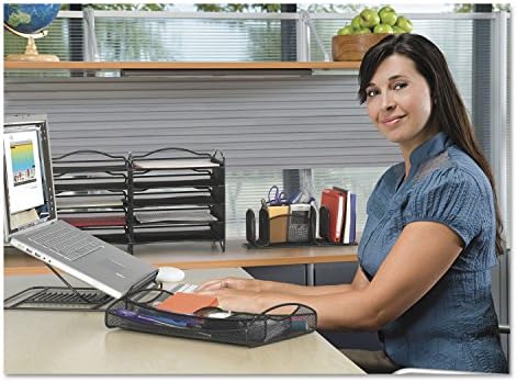 Safco 2161BL Onyx Mesh Adjustable Ventilated Tabletop Laptop Stand, Ergonomic Lift Stand' Black