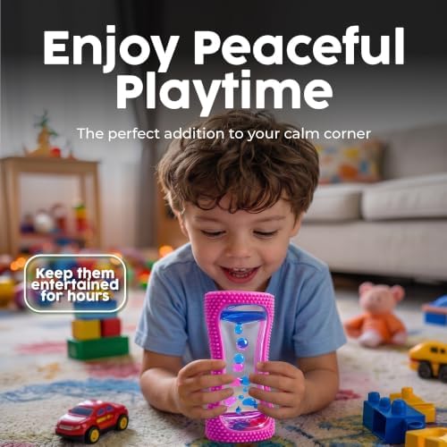BUNMO Liquid Motion Bubbler Sensory Toy for Kids & Adults – Gentle Fidget Toy for Mindfulness – Stimulating Visual Sensory Experience – Colorful Bubble Fidget Timer for Desk & Travel - Purple