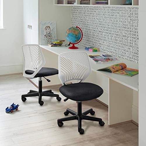 Yaheetech Small Desk Chair, Armless Adjustable Swivel Seat, Dark Grey