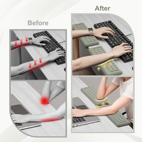 Leolee L-Shaped Desk Elbow Pads for Desk, Grey Memory Foam Arm Rest