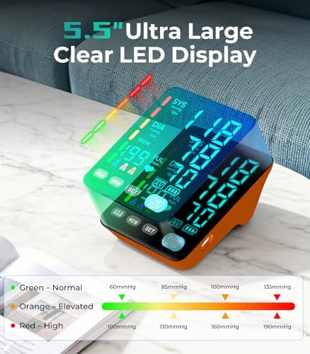 Automatic Upper Arm Blood Pressure Monitor, 3*199 Sets Memory, Orange