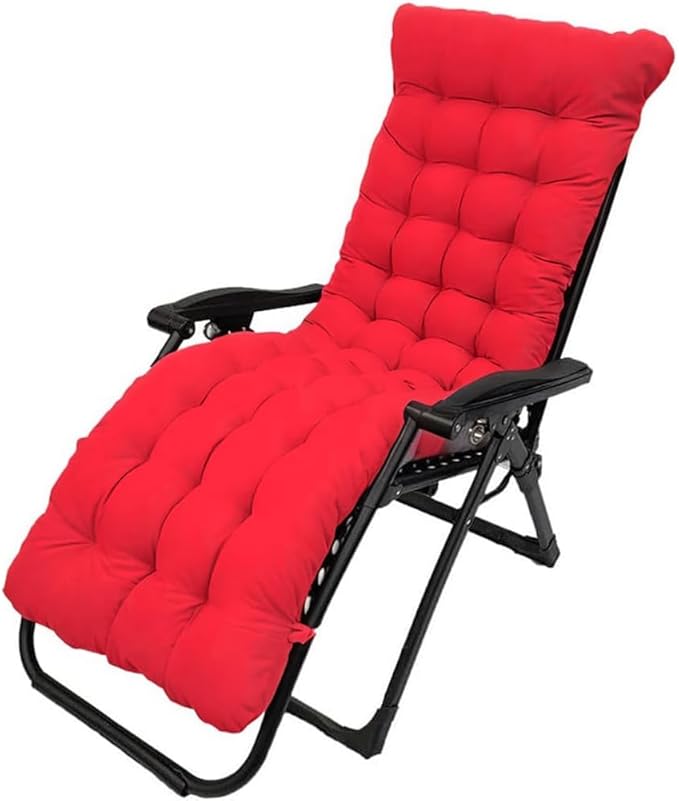 Patio Chaise Lounger Cushion,61in Lounge Chair Recliners Chair Cushions,Thicker Padded Chaise Lounger Swing Bench Cushion for Outdoor Indoor Home Office (Red)