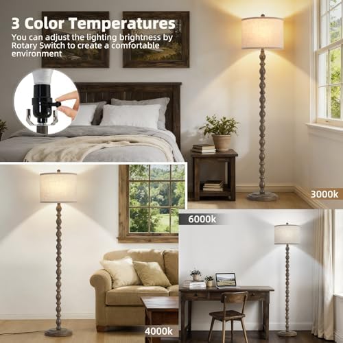 Luvkczc Farmhouse Floor Lamps for Living Room, Standing Lamp with Bulb