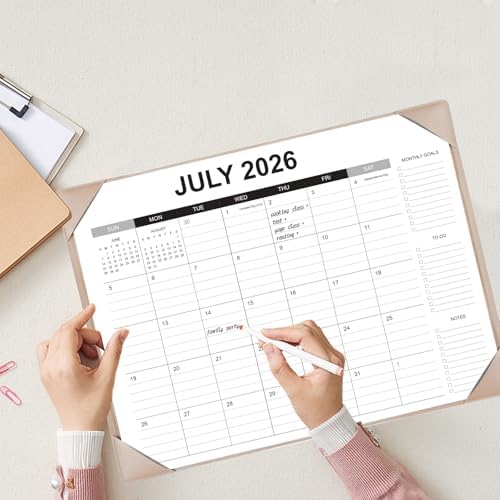 Desk Calendar 2026-2027 with Desk Mat – 22" x 17" Large Desk Pad Calendar Runs from July 2026 to December 2027, Office Supplies Desktop Monthly Calendar for Home & Office