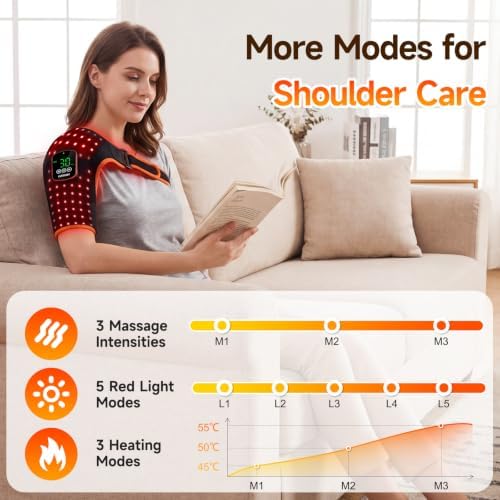 Cordless Red Light Therapy for Shoulder with Massage and Heat