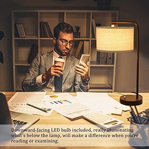 Tall Table Lamps Set of 2, Fully Dimmable Bedside Lamp with USB C+A Ports