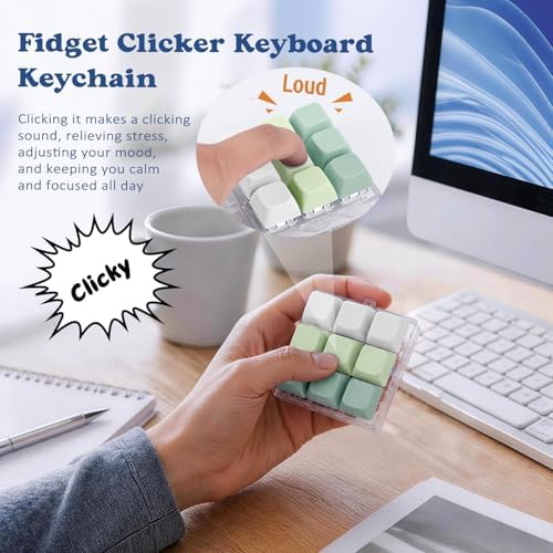 Keyboard Fidget Toy, Creamy Fidget Clicker Keyboard Fidget Keychain, Button Fidget Gifts for Adults, Boost Focus & Ease Anxiety Anywhere — Perfect Stress-Relief Gift (3×3 Grid Layout O)