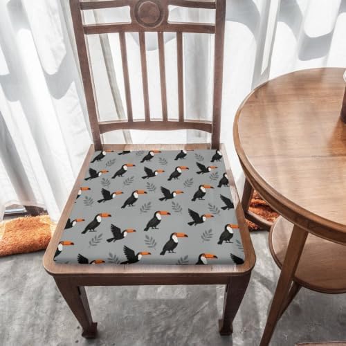 Portable Square Seat Cushion Memory Foam Material Tropical Toucan