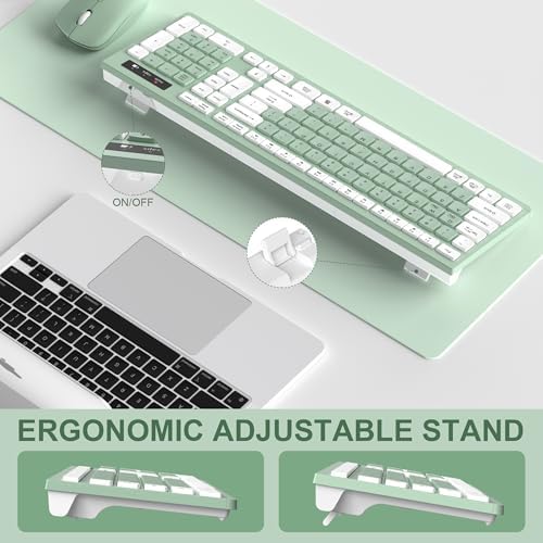 Wireless Keyboard and Mouse Combo Silent for Office and Home(Avocado Green)