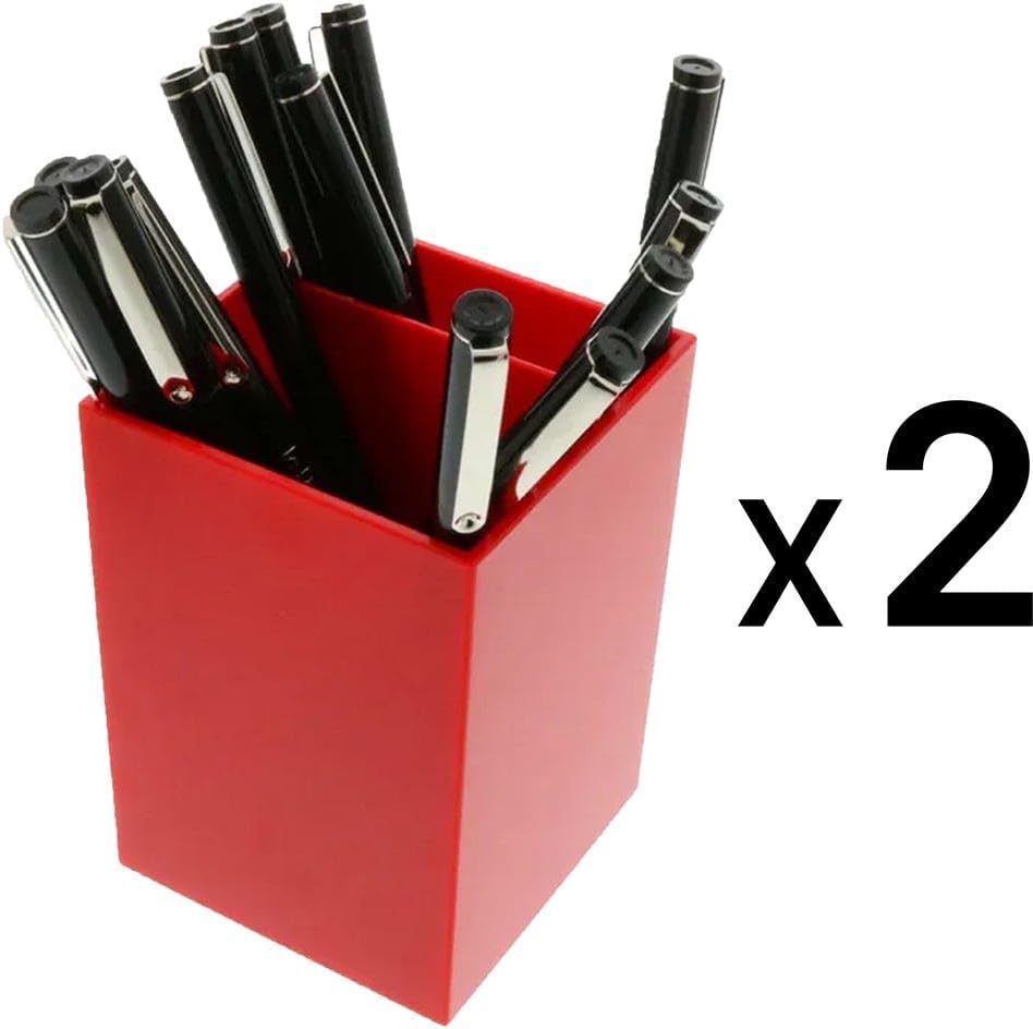 JAM PAPER Plastic Pen Holders - Red Desktop Pencil Cups - 2/Pack