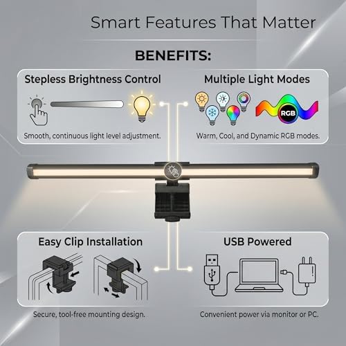 Monitor Light Bar – Full Spectrum LED Screen Lamp, No Glare Eye Care, USB Powered, Home Office Desk Light