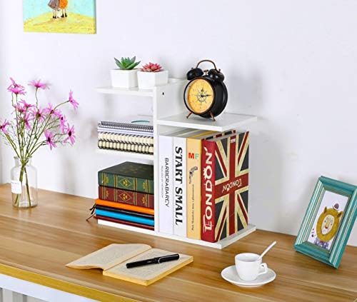 PAG-Mass Desktop Bookshelf Freestanding Wooden Countertop Bookcase Accessories Organizer Display Rack Dorm Desk Storage Shelf
