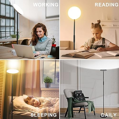 marctronic Upgraded Torchiere Floor Lamp,36W 3600LM Super Bright LED Floor Lamp for Living Room Bedroom Office, Dimmable Modern Standing Tall Lamp with Remote & Touch Control
