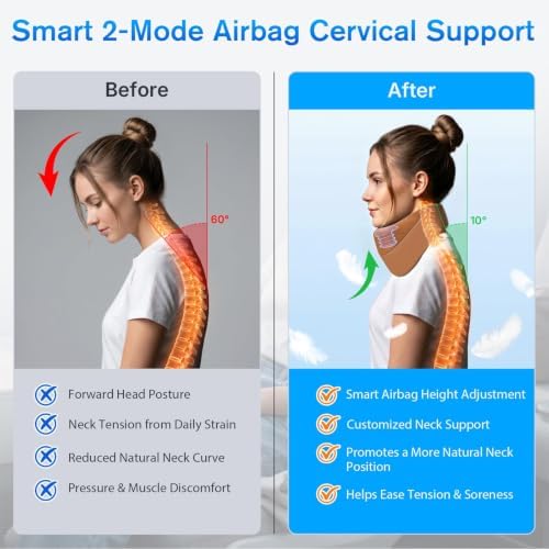 Yunari Cordless Neck Brace for Cervical Spine, Neck Posture Corrector with Intelligent Adjust and Hot Compress Function, Neck Support Brace for Men and Women