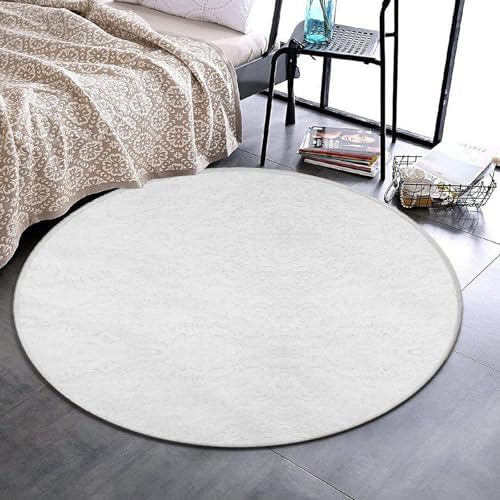 Large Round Area Rug Home Decor Modern Bathroom Rug Kitchen Office Circle Rug for Living Room Sofa Circle Cute Mat White, 60inch