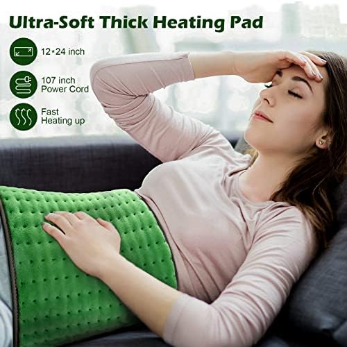 VALGELUIK Heating Pad for Back Pain Relief, 12"x24" Electric Heat Pad Gifts