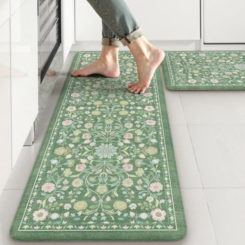 KIMODE Kitchen Mats for Floor Anti Fatigue, Cushioned Kitchen Rug Sets of 2